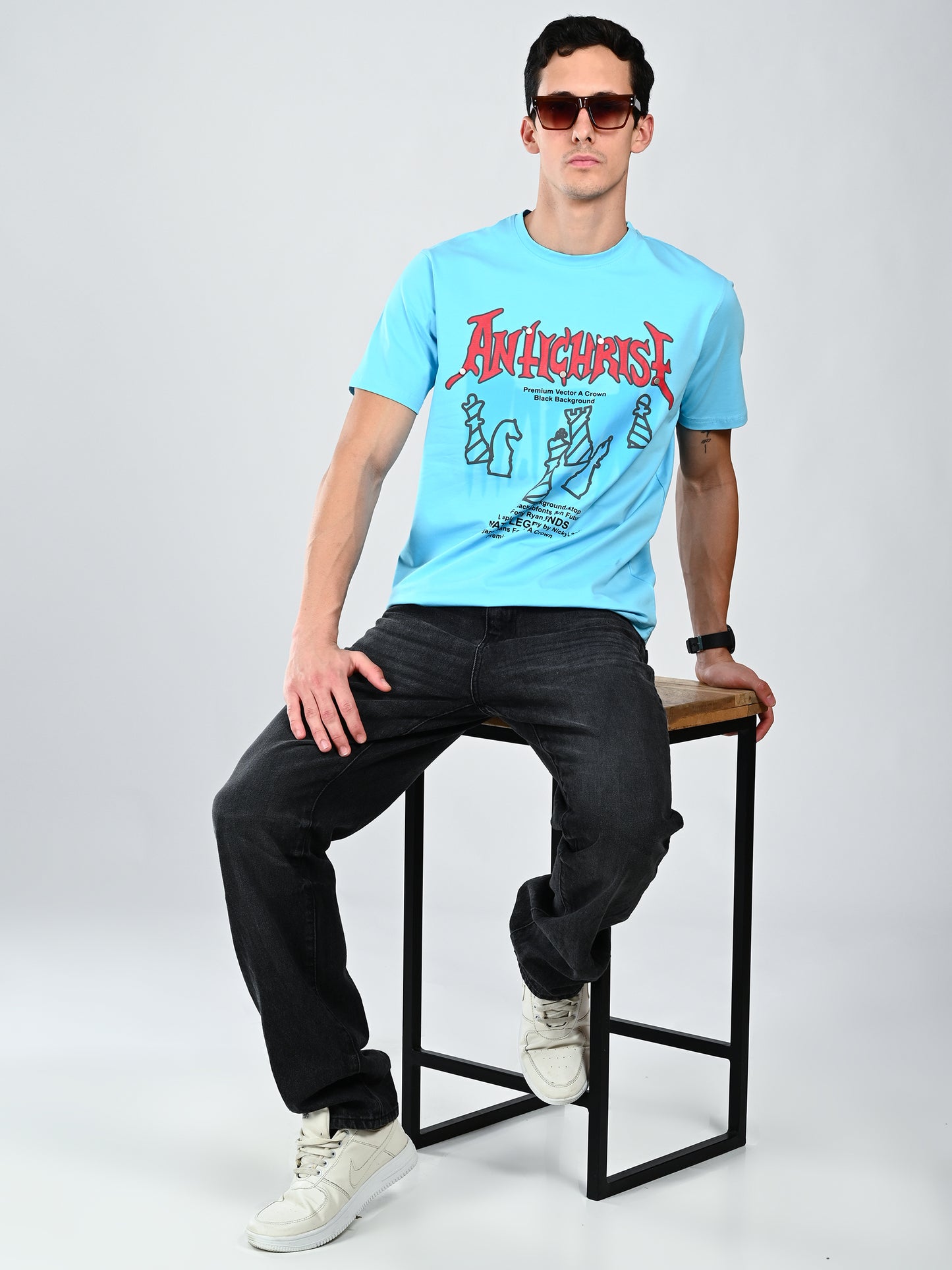 Albion Regular Fit Aqua Casual Cotton T-Shirt