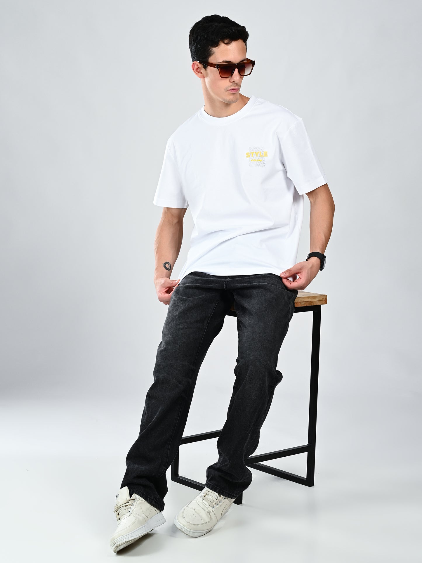 Albion Regular Fit White Casual Cotton T-Shirt