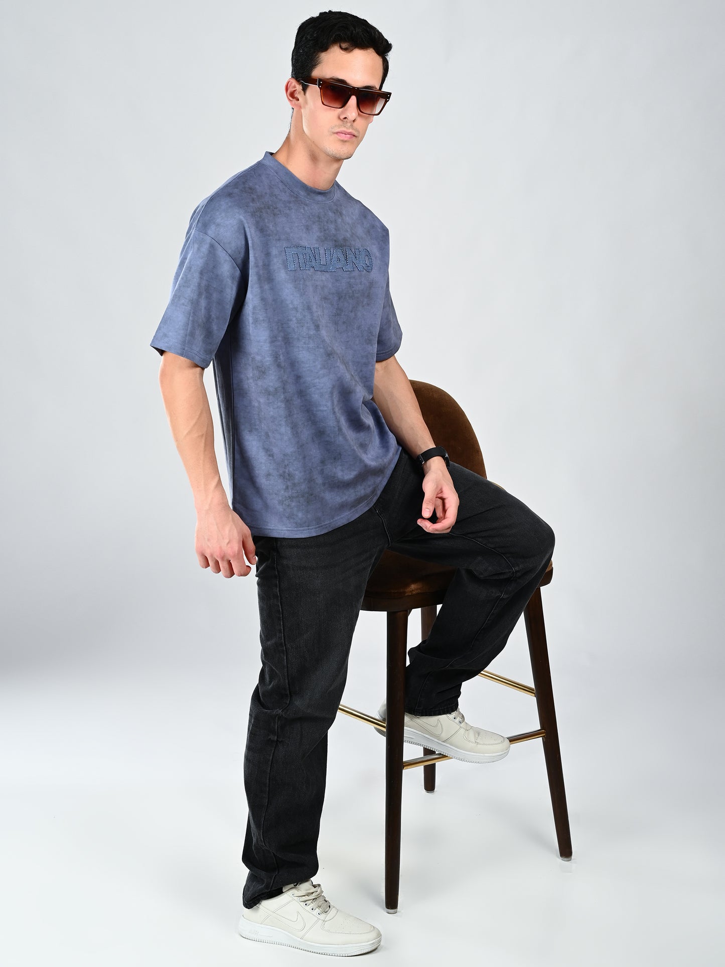 Albion Regular Fit Navy Casual Cotton T-Shirt