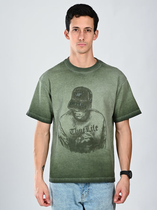 Albion Regular Fit Olive Casual Cotton T-Shirt