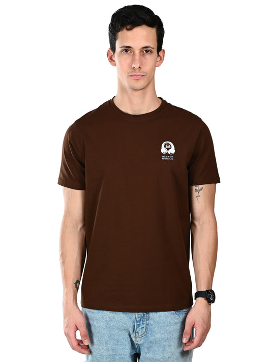 Albion Regular Fit Coffee Casual Cotton T-Shirt