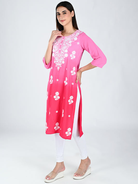 AlbionWomen Pink Straight Kurta for Daily Wear