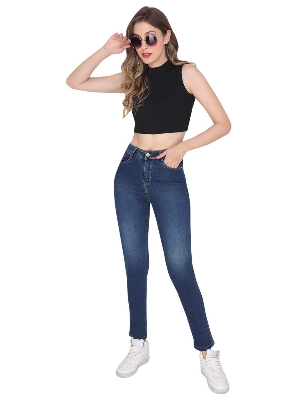 Albion Women Premium Dark Blue Jeans