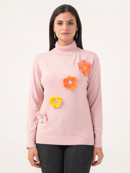 Women’s Woolen Sweater - Warm & Soft Fabric - Peach