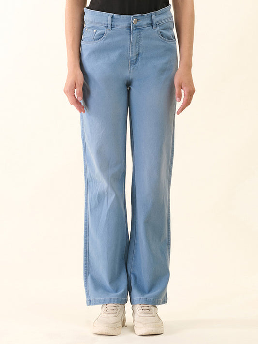 Albion Women Superior Mid Blue Straight Fit Jeans