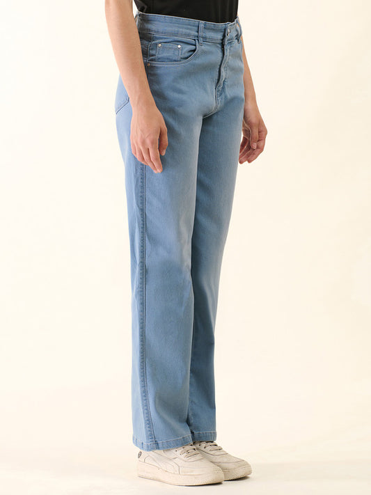 Albion Women Superior Mid Blue Straight Fit Jeans