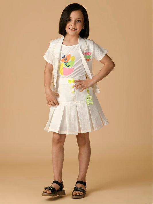 Albion Premium Girls White Skirt Top