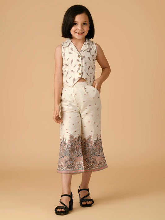 Albion Premium Girls Cream Skirt Top