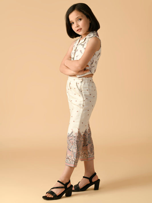 Albion Premium Girls Cream Skirt Top