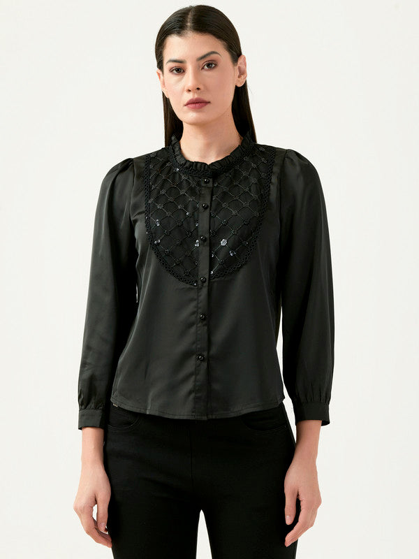 Albion Women Smart Premium Black Blouson Top