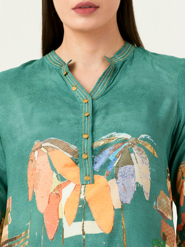 Albion Women Smart Premium Seagreen Blouson Top