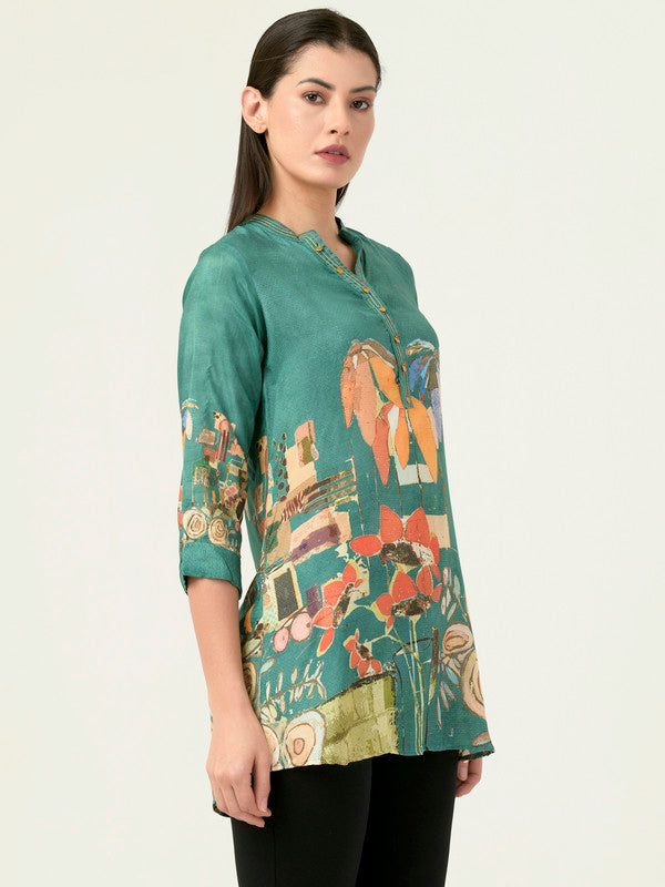 Albion Women Smart Premium Seagreen Blouson Top