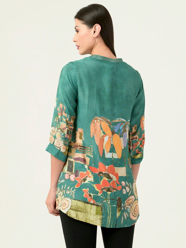 Albion Women Smart Premium Seagreen Blouson Top