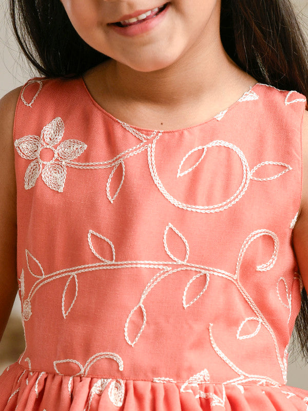 Albion Premium Girls Jilax Peach Frock