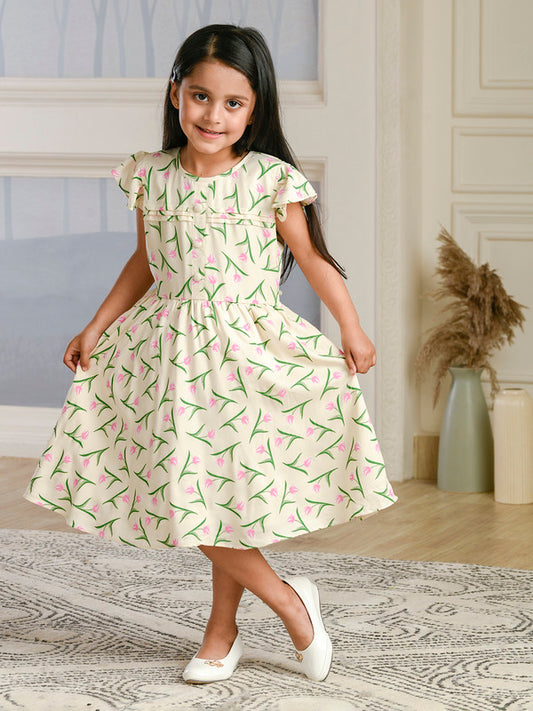 Albion Premium Girls Archana Peach Frock