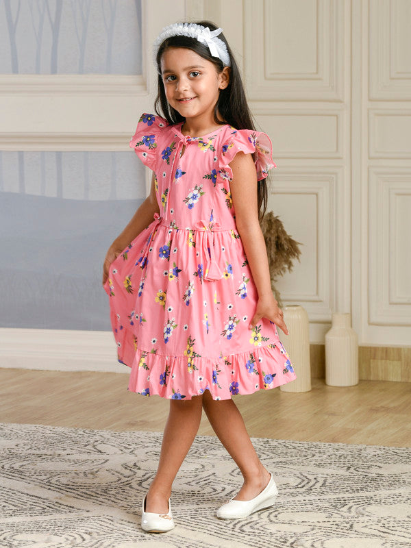 Albion Premium Girls Archana Peach Frock