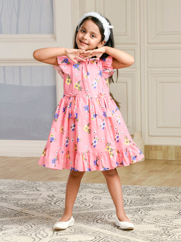Albion Premium Girls Archana Peach Frock