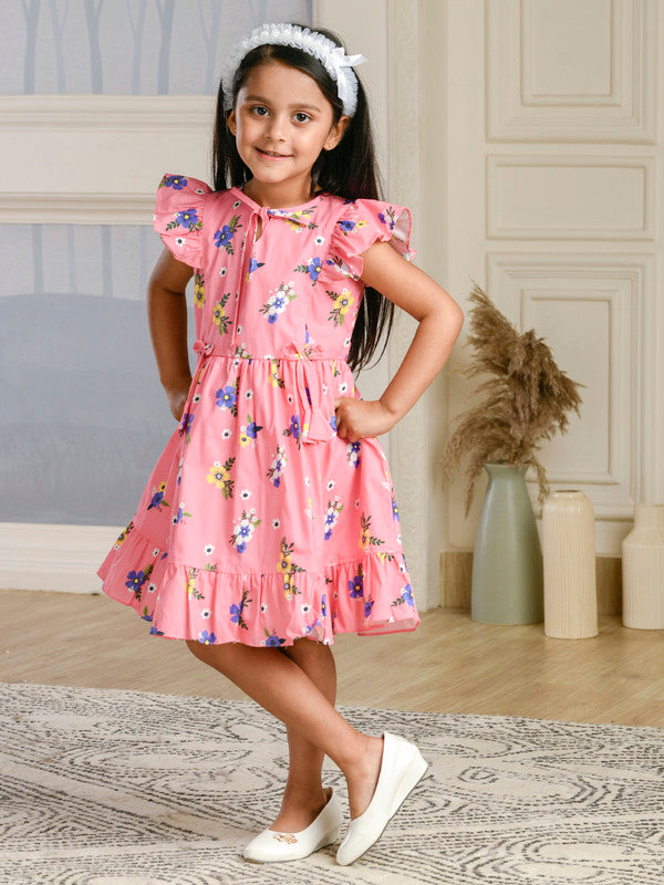Albion Premium Girls Archana Peach Frock