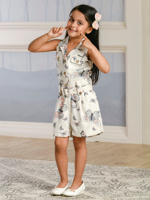 Albion Premium Girls Napoleon White Dungarees