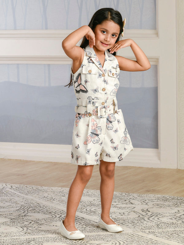 Albion Premium Girls Napoleon White Dungarees