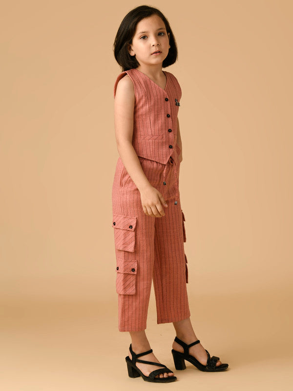Albion Premium Girls Set Peach Skirt Top