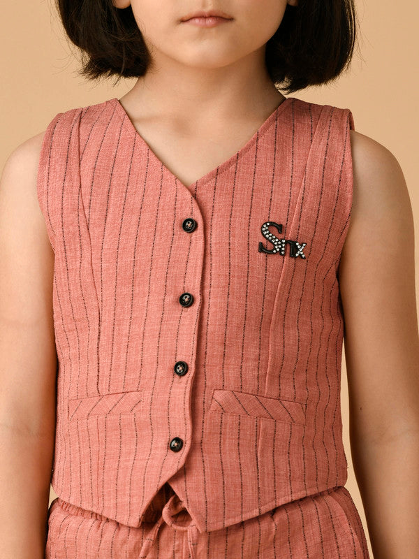 Albion Premium Girls Set Peach Skirt Top