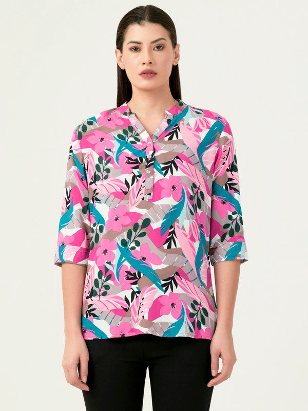 Albion Women Smart Premium Printed Blouson Top