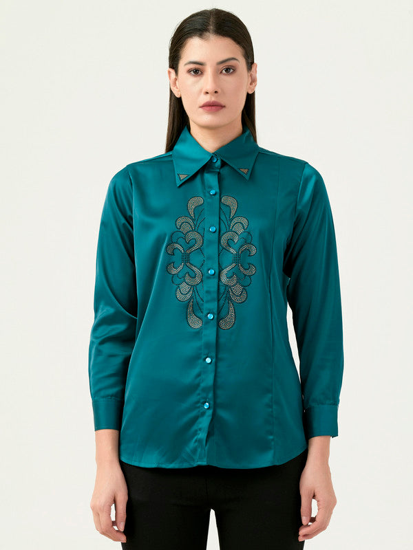 Albion Women Smart Premium Green Casual Shirt