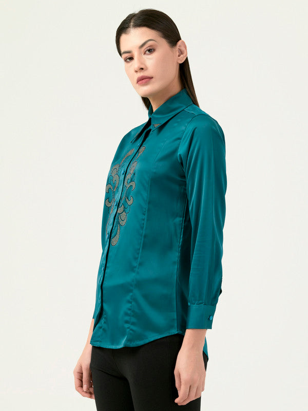 Albion Women Smart Premium Green Casual Shirt