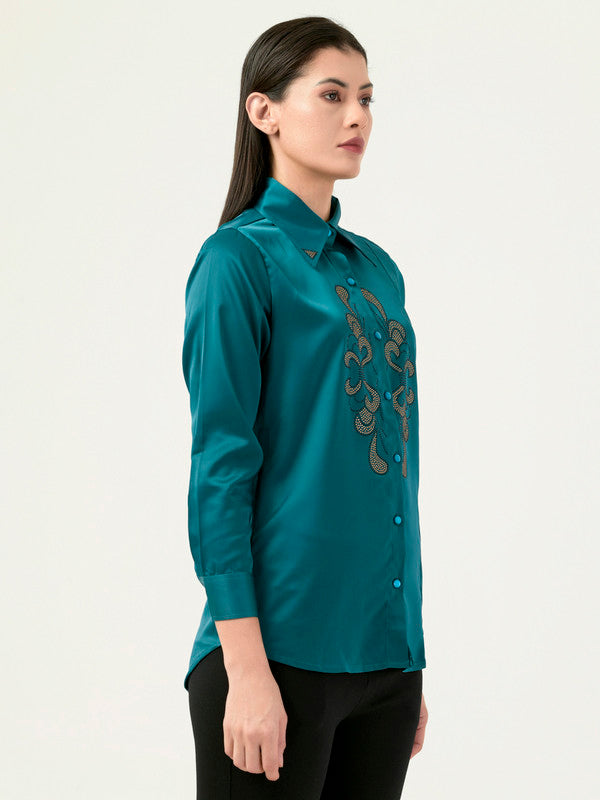 Albion Women Smart Premium Green Casual Shirt