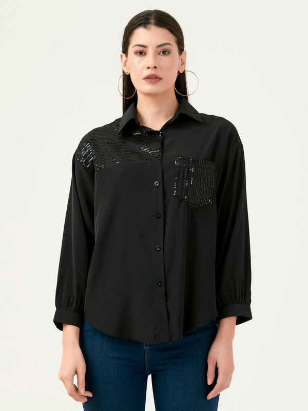 Albion Women Smart Premium Black Casual Shirt
