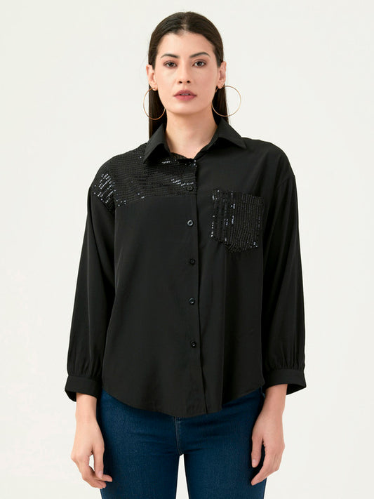 Albion Women Smart Premium Black Casual Shirt