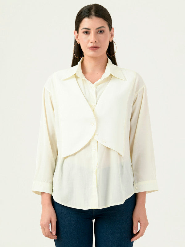 Albion Women Smart Premium Cream Casual Shirt