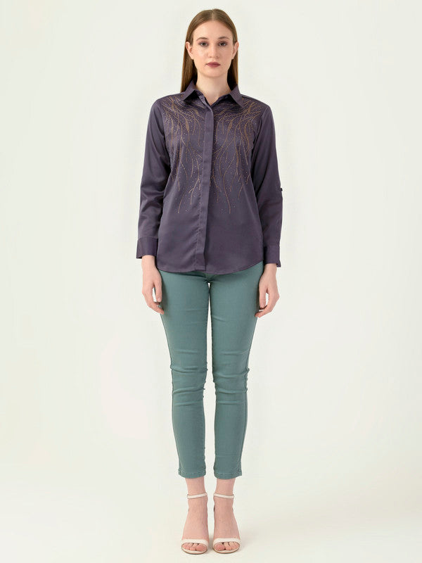 Albion Women Smart Premium Lavender Casual Shirt