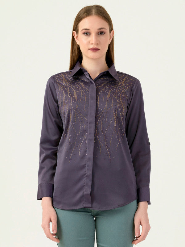 Albion Women Smart Premium Lavender Casual Shirt