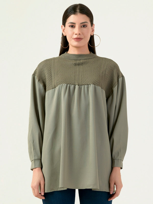 Albion Women Smart Premium Green Blouson Top
