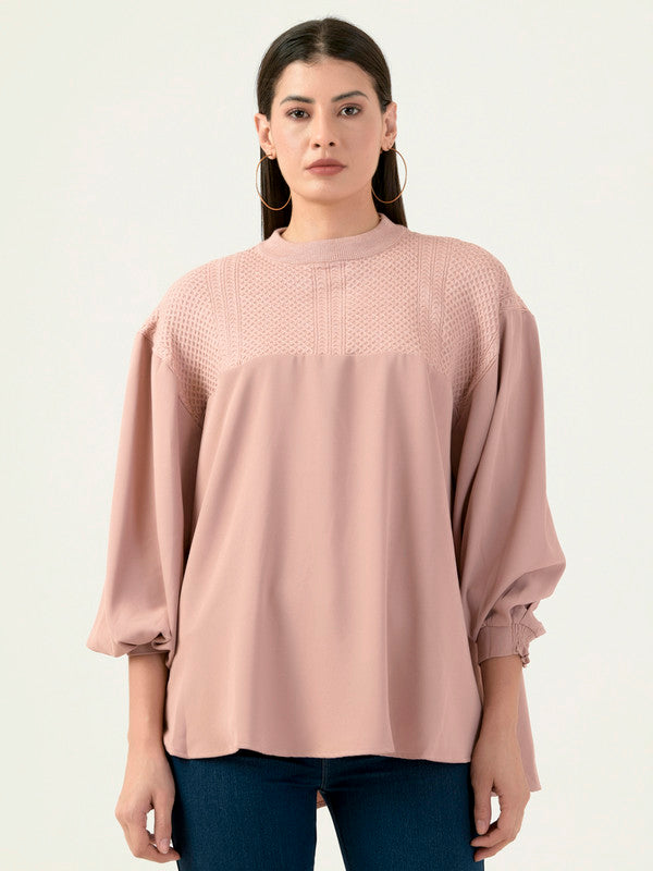 Albion Women Smart Premium Peach Blouson Top
