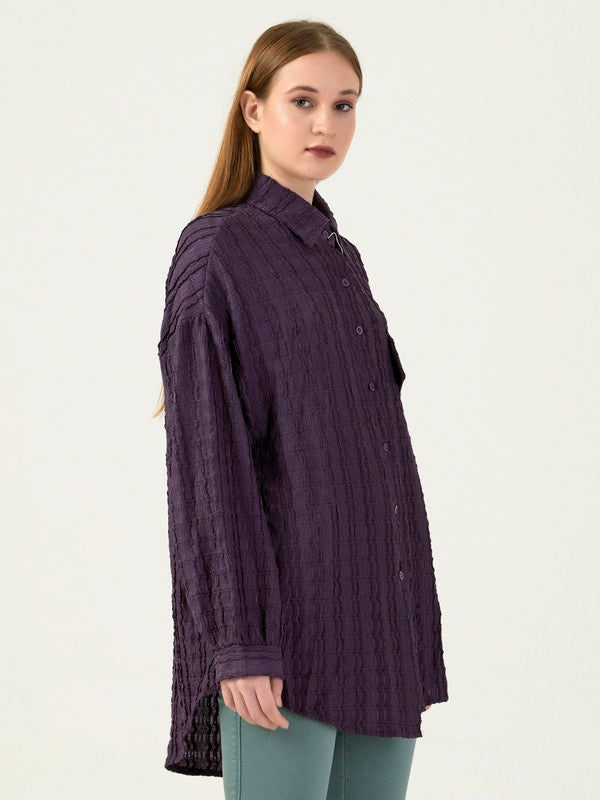 Albion Women Smart Premium Purple Casual Shirt