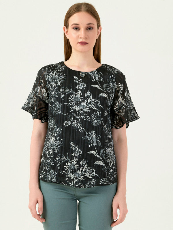 Albion Women Smart Premium Black Blouson Top