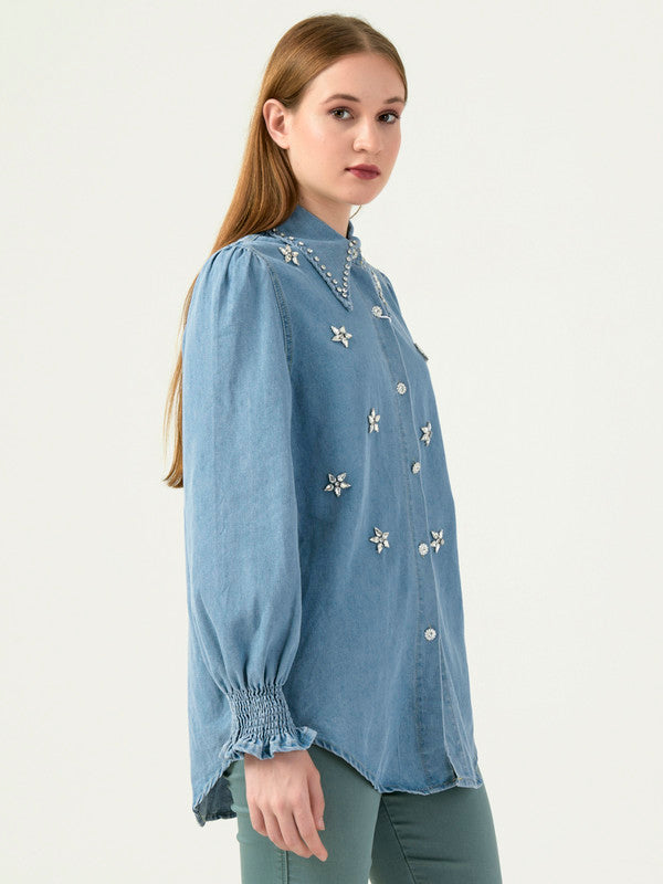 Albion Women Smart Premium Denim Casual Shirt