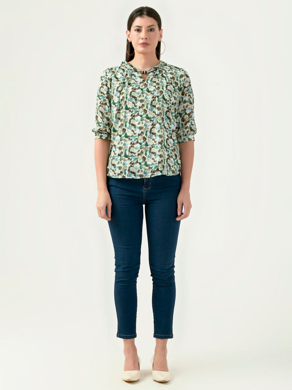 Albion Women Smart Premium Green Blouson Top