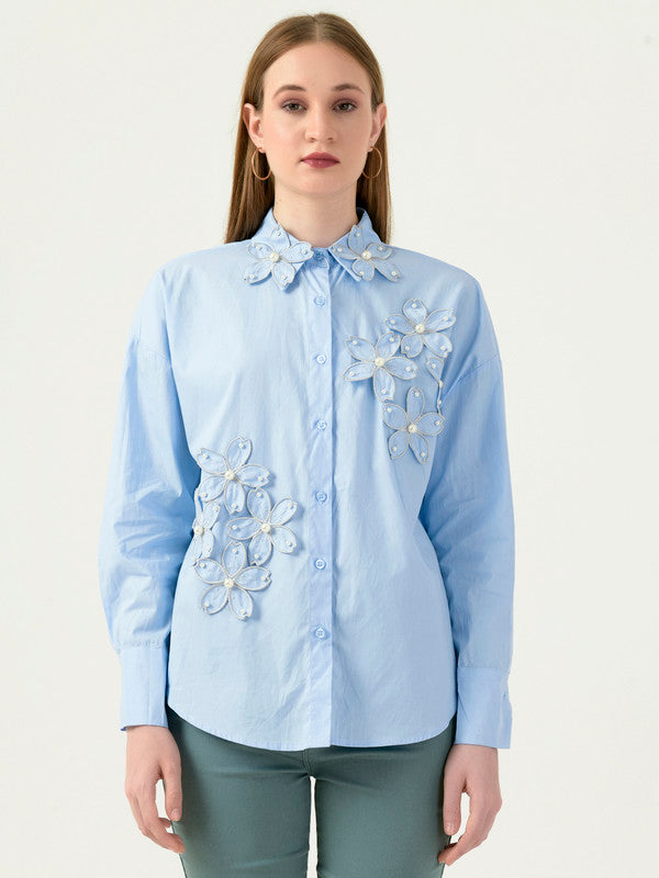 Albion Women Smart Premium Sky Blue Casual Shirt