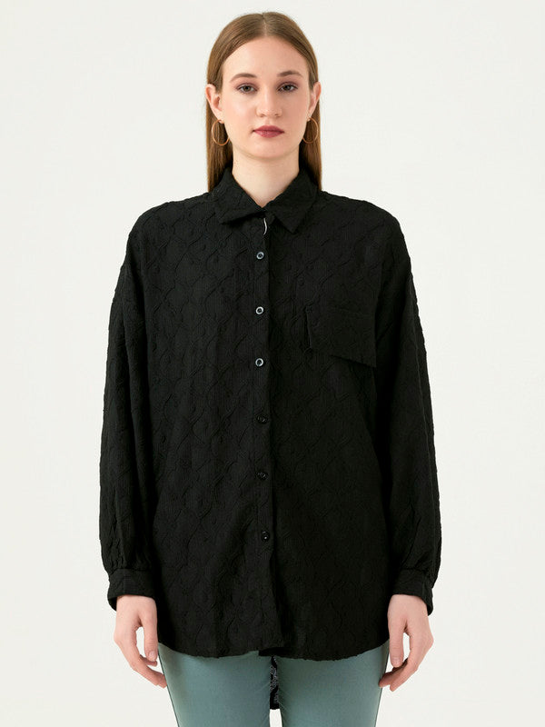 Albion Women Smart Premium Navy Casual Shirt