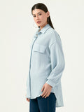 Albion Women Smart Premium L Blue Casual Shirt