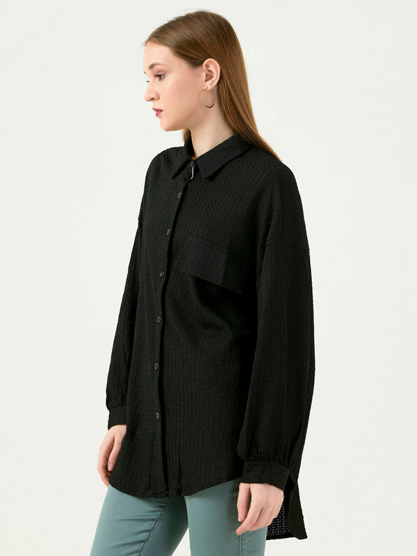 Albion Women Smart Premium Black Casual Shirt