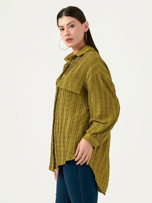 Albion Women Smart Premium Mehandi Casual Shirt