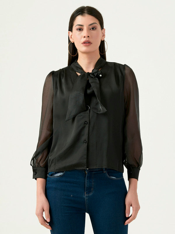 Albion Women Smart Premium Black Blouson Top