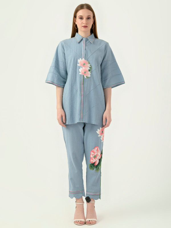 Albion Women Smart Premium Blue Co-ord set
