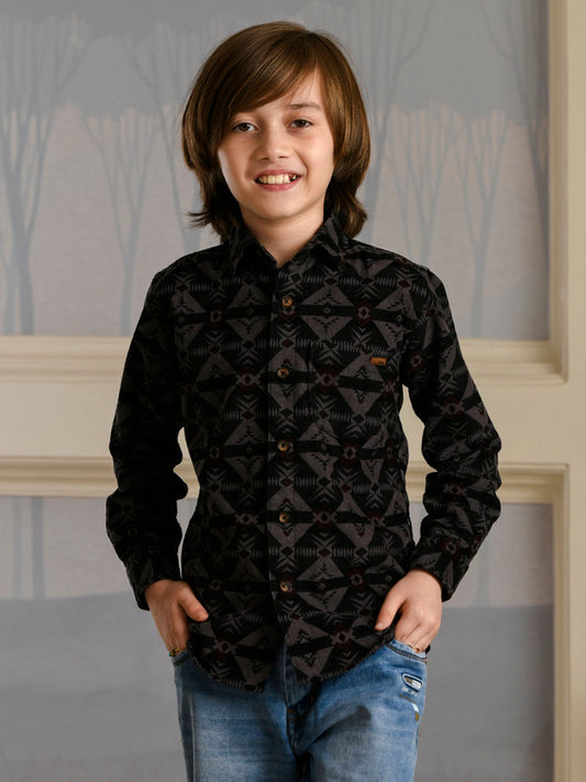 Albion Premium Boys Ecohawk Grey Print Shirt