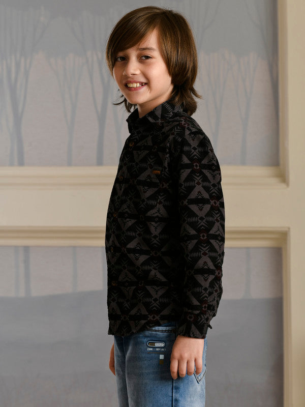 Albion Premium Boys Ecohawk Grey Print Shirt